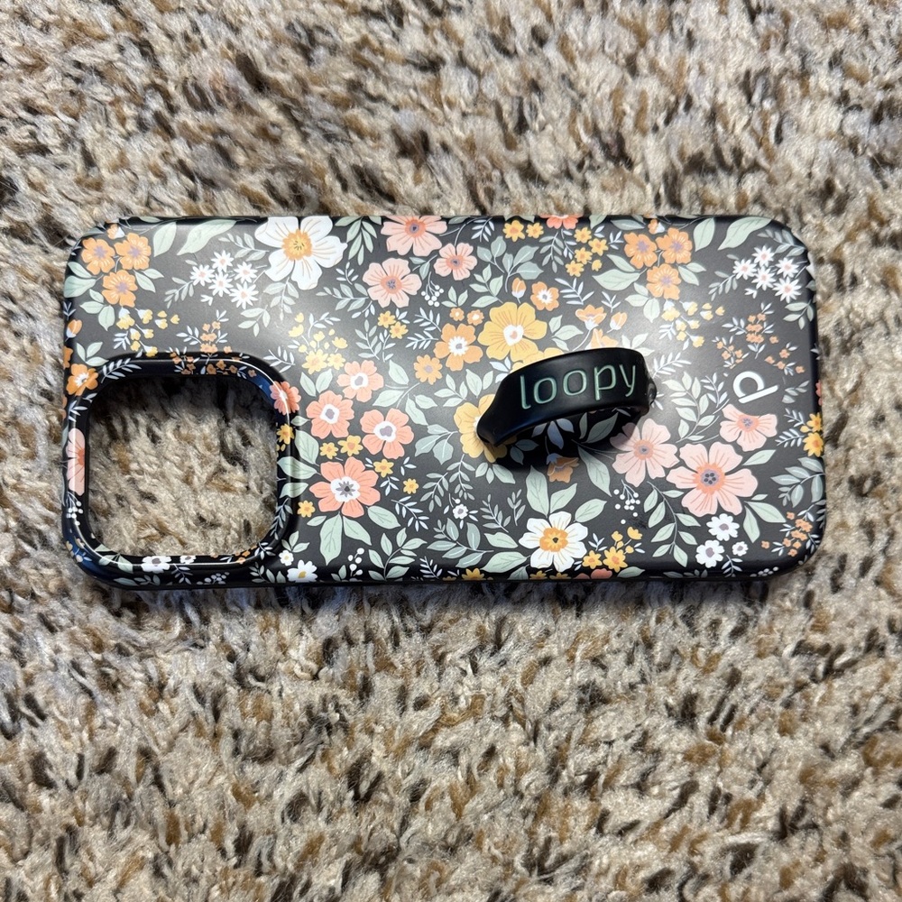 Loopy Case Floral Phone Case - Black and Orange